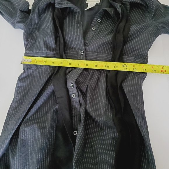 DEPT Pinstriped Bow Tie Classy Retro Tunic Shirt - Picture 8 of 10